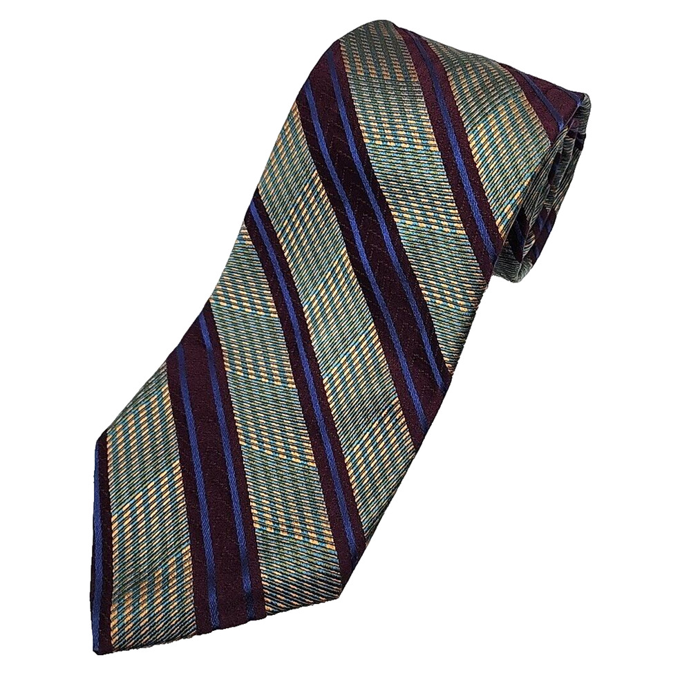 Joseph Abboud Multicolor Green Striped Silk Tie Necktie - Made in Italy